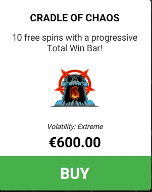 Pray for Six Cradle of Chaos bonus round with 4 scatter symbols and Extreme volatility warning with enhanced Wailing Wheel prizes